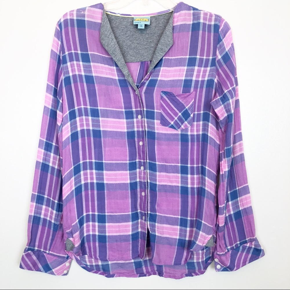 C & C California | Purple Button Down Cotton Top S